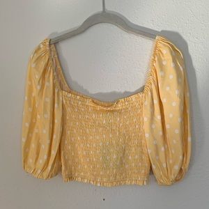 Yellow Polka Dot Smocked Women's Top